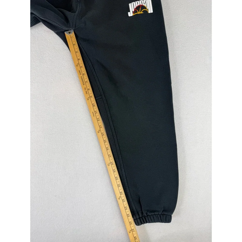 Jordan Sweatpants Mens‎ Large Black Graphic Jumpman Joggers Fleece Faded